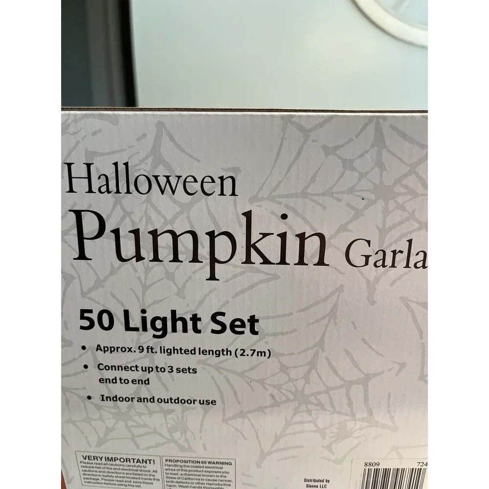 NIB - Lot of 2 - Halloween Ghost Garland Lights & Pumpkin Garland Lights